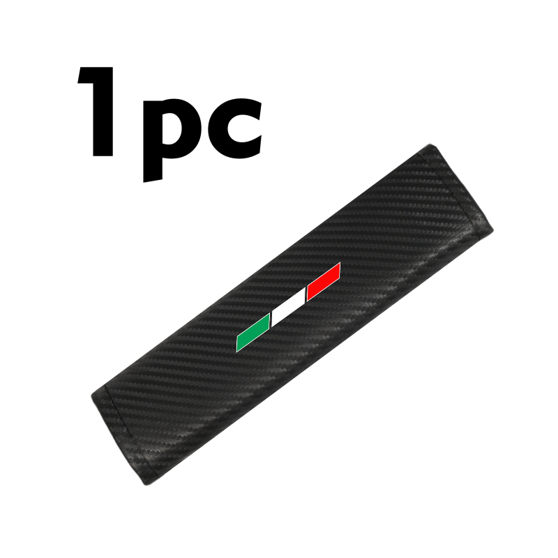 TEMU 1pc Carbon Fiber Shoulder Pad - Italian Diagonal Tricolor Style Automotive Pu Leather Fiber Texture Shoulder Pad/car Seat Belt
