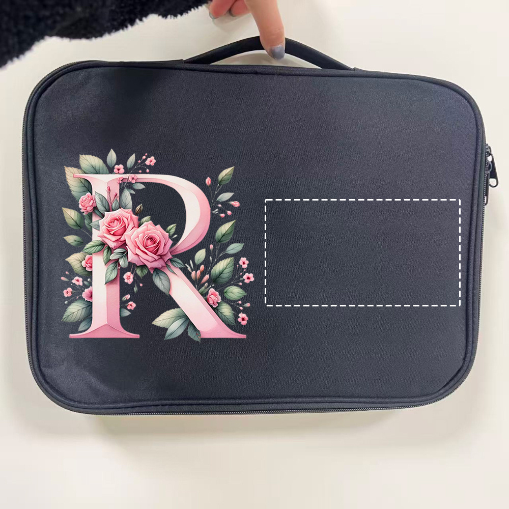 Custom Floral Initial Laptop Tote Bag with Monogram