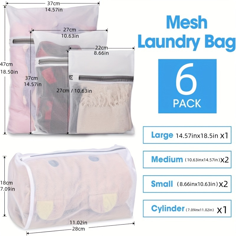 TEMU 6 Sacchetti per bucato in rete squisiti, 4 misure di sacchetti in rete, cerniere qualit�, sacchetti per bucato resistenti per la lavatrice,