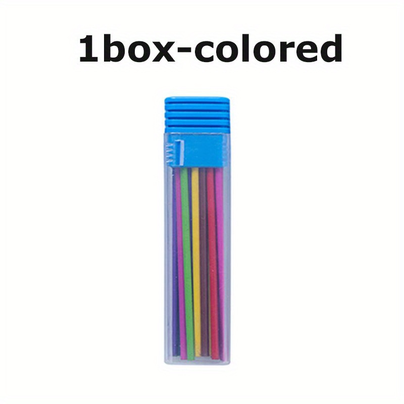 TEMU 1 Boîte de Mécaniques Colorées 2B Grande Capacité 2,0 mm - Remplaçables Multicolores pour Crayon Mécanique, Accessoires d'Écriture, Fournitures