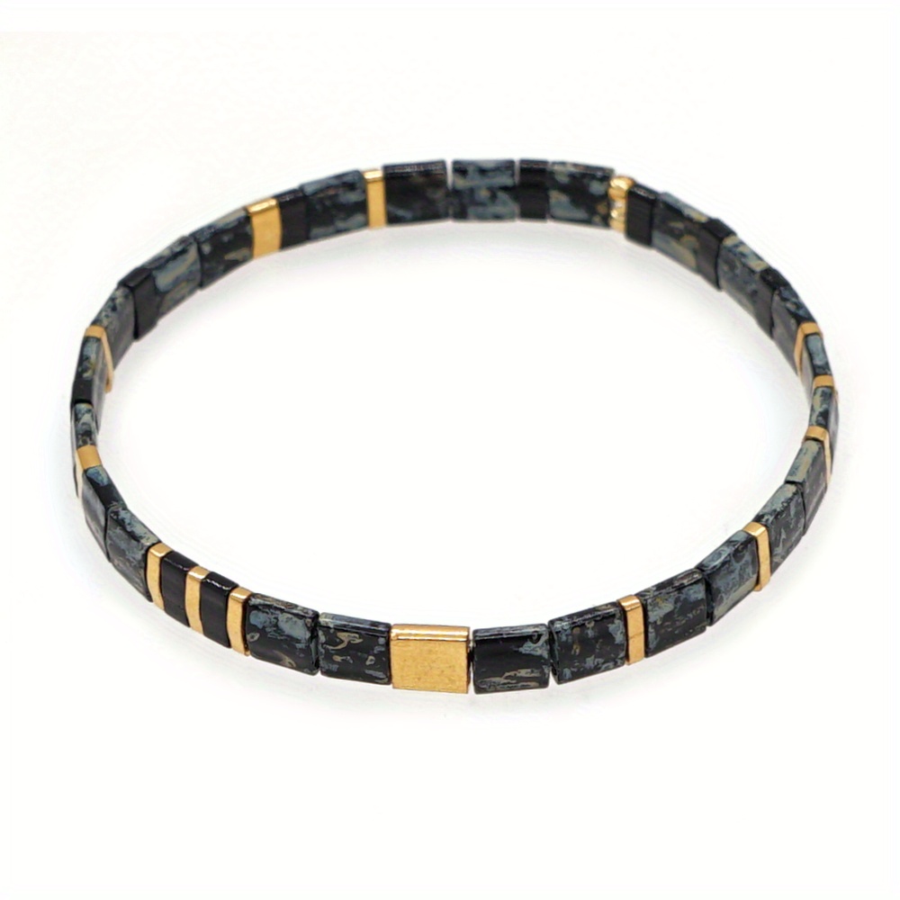 TEMU 1pc Women's Fashion Bracelet, Elegant And Japanese Tila Glass Bead Strand Jewelry Handmade For Daily Wear As A Gift For At Parties And Beach