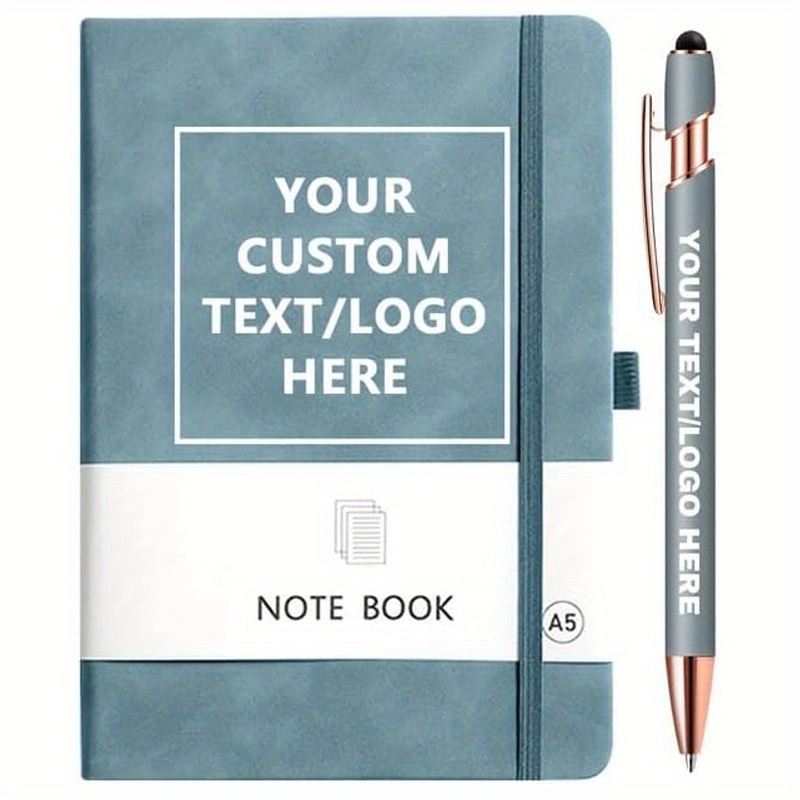 TEMU 1 Set Personalized A5 Faux Leather Notebook And Metal Ballpoint Pen Set, Horizontal Line Notebook For Business, Workers, Students And Teachers,