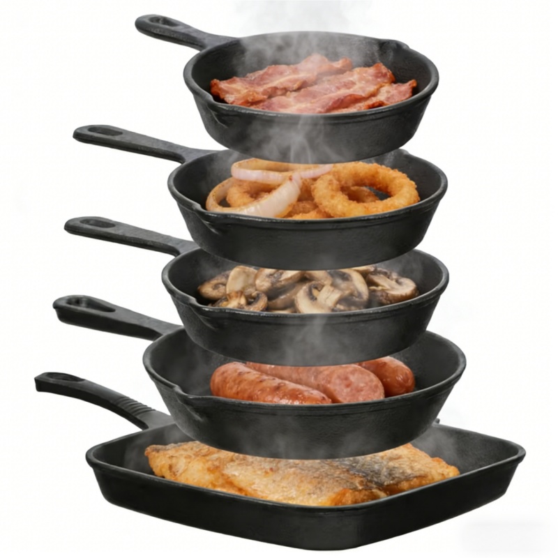 TEMU 5pcs Black Cast Set- Pre- Set, Heavy- Duty Set With Non- Stick Surface, Kitchen Cookware Essentials