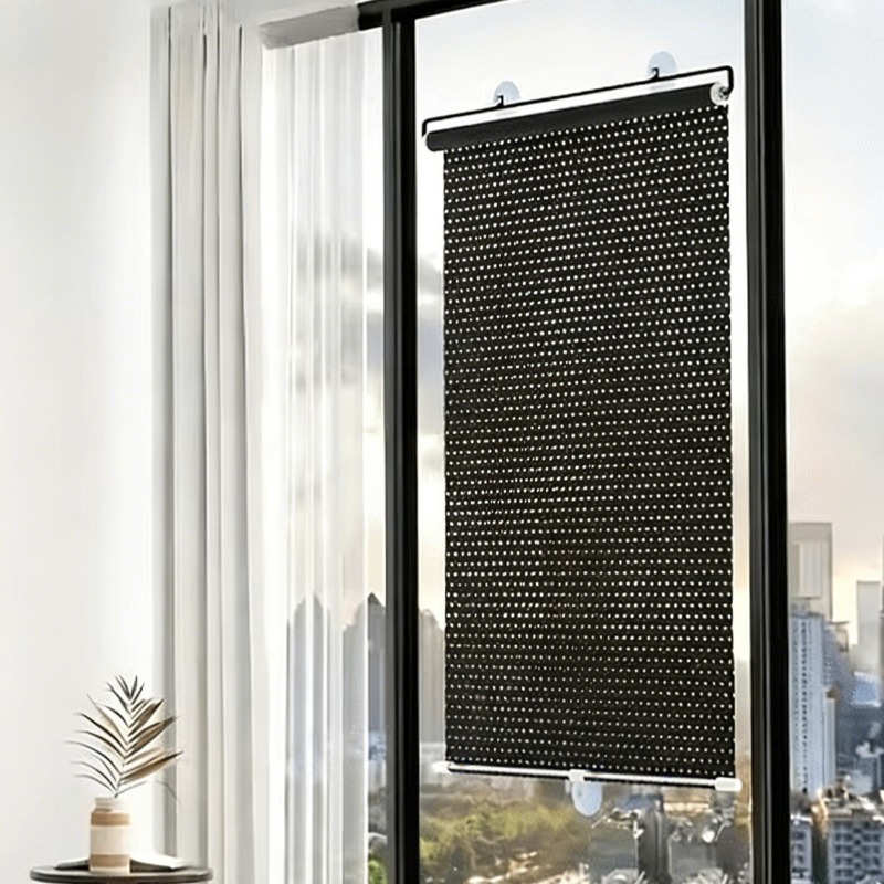 TEMU Easter Home Decor 1pc Pvc Retractable Sunshade, Expandable And Retractable Design, Blackout Curtain, Adhesive Installation, Blocks 99% , Blocks