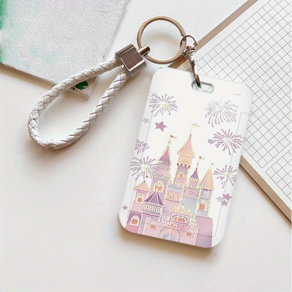 TEMU Porta tarjetas de identificación 2D y cordón con llavero con diseño de artificiales de , ideal para proteger tarjetas de médicos, enfermeras, y