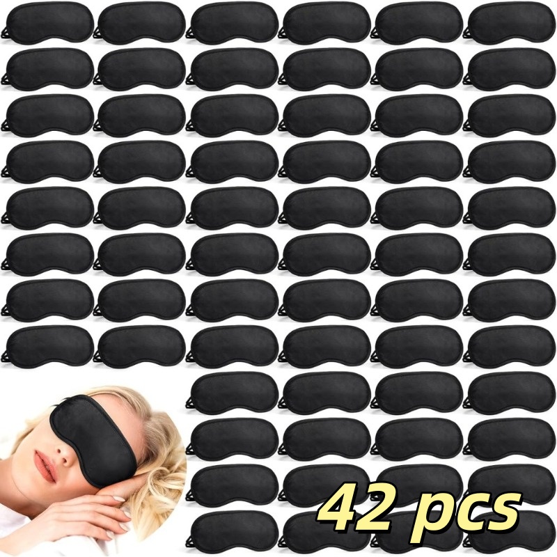 TEMU 42pcs Sleep Masks With Adjustable Straps, Suitable For Parties, Team Building, And Travel. Individually Packaged. Unisex. Black