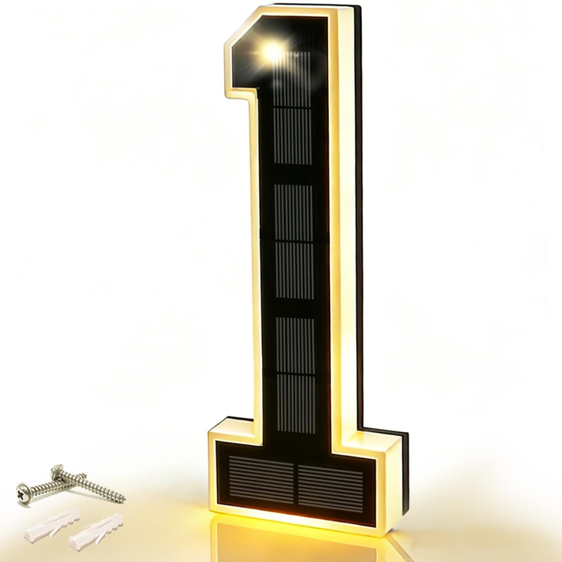 TEMU Wuzhishang Solar Address Sign, 4.7 Inch Lighted House Numbers For Outside, Ip"67" Led Illuminated Number With 1200mah Rechargeable Battery, Wall