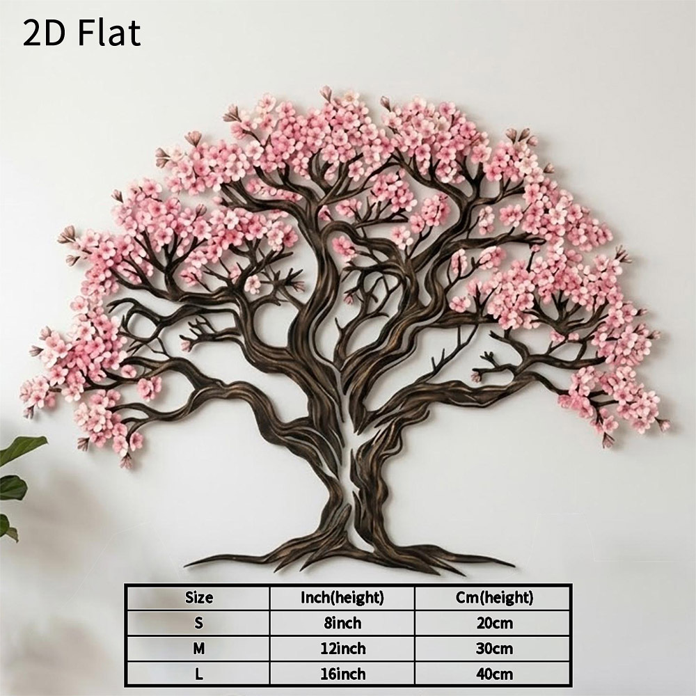 TEMU 1pc Cherry Tree Metal Wall Art Decor Country Style Elegant Floral Plaque Suitable For Living Room Bedroom Hallway Farmhouse Housewarming Wedding