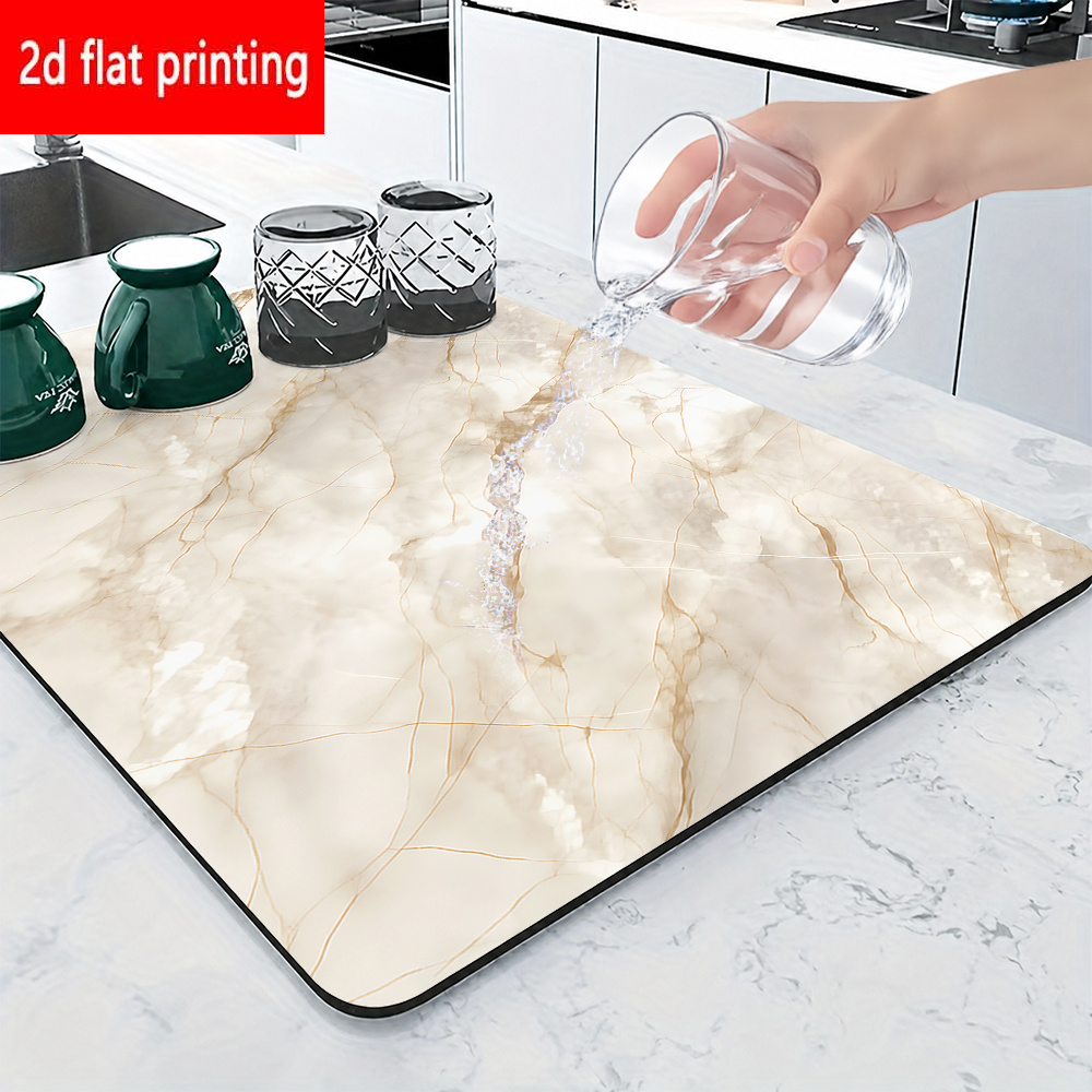 TEMU Impression 2D à plat, 1 pièce, set de table absorbant à motif avec une base, présentant des texturés irréguliers dorés et . Convient pour les