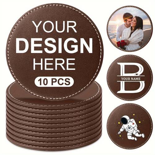 10pcs custom faux leather coasters personalized photo name logo diy coffee beer wine mat unique gift for restaurants