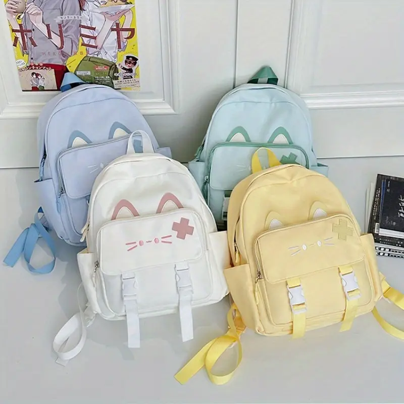 A lightweight new student backpack with a cute cat image, fresh, sweet and adorable. * a lightweight travel backpack, computer bag or schoolbag for junior and senior high school students, and * a gift ... A lightweight new student backpack with a cute cat image, fresh, sweet and adorable. * a lightweight travel backpack, computer bag or schoolbag for junior and senior high school students, and * a gift ...