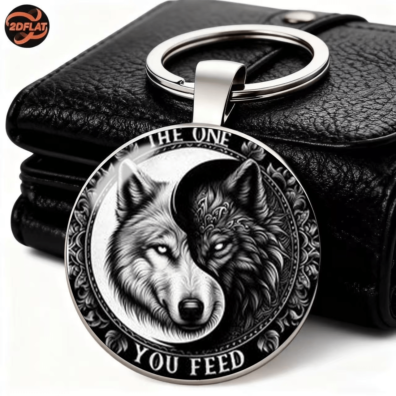 Wolf Yin Yang Keychain - A Car Keychain Pendant Symbolizing An Animal Totem, Unisex, A Stylish Accessory, And An Ideal Creative Gift For