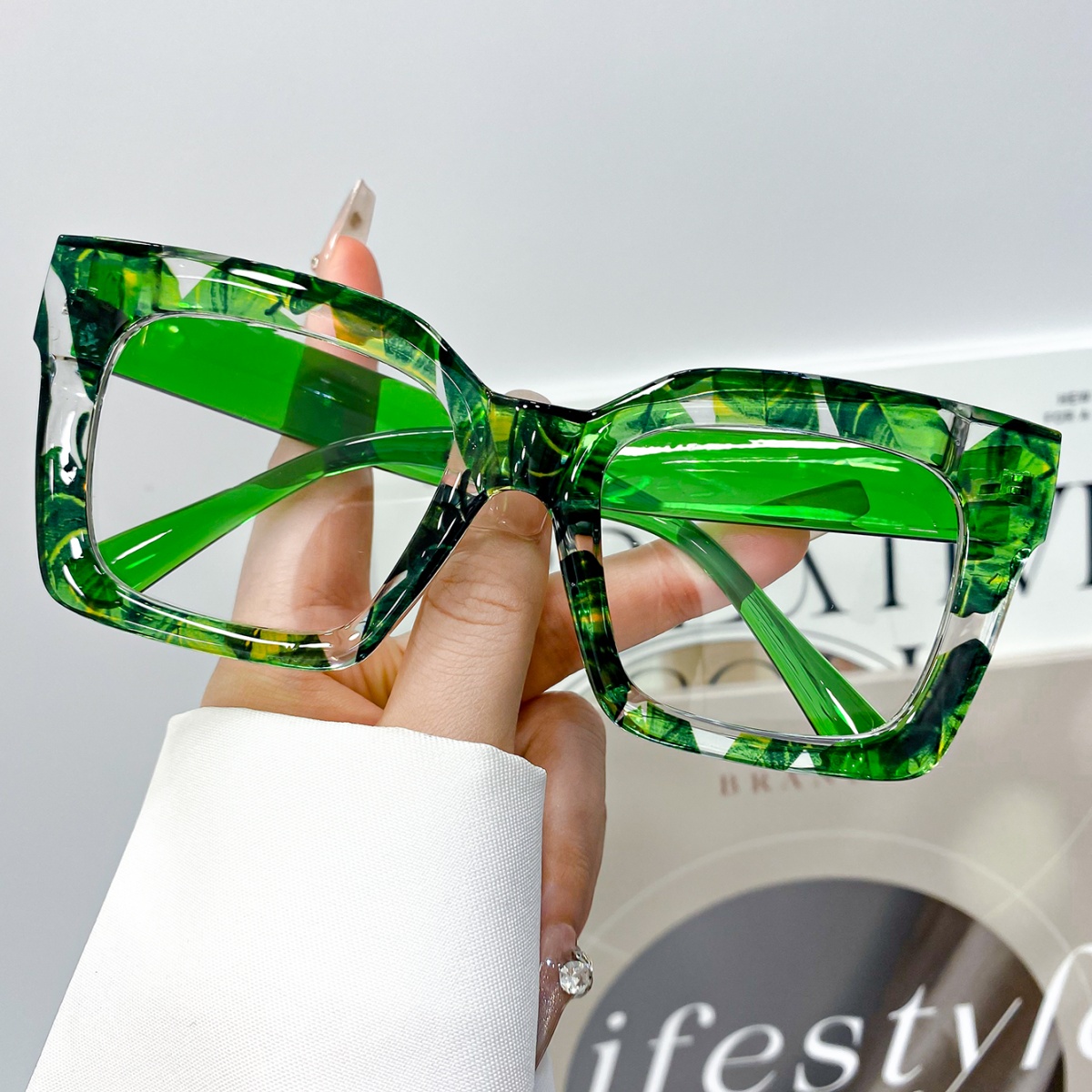 bohemian large frame square fashion glasses - Temu Mauritius display picture 3