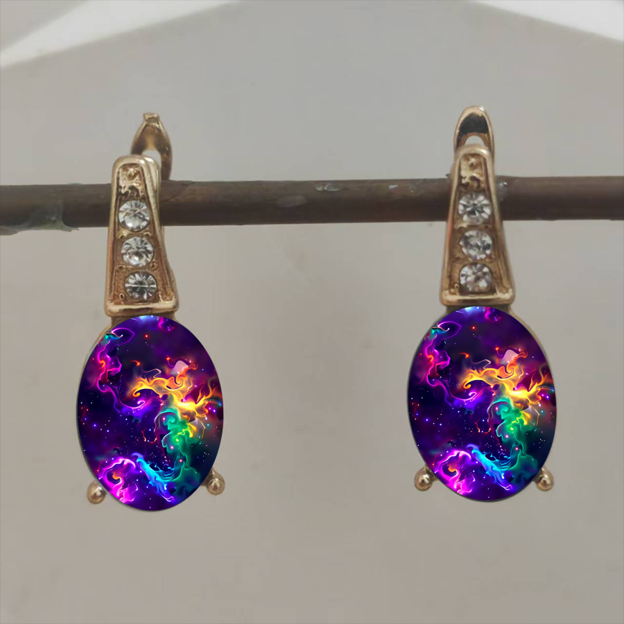 TEMU Boucles d'oreilles 2 pièces, Boucles d'oreilles Galaxie, Boucles d'oreilles Art , Boucles d'oreilles Espace, Boucles d'oreilles Ovales, Boucles