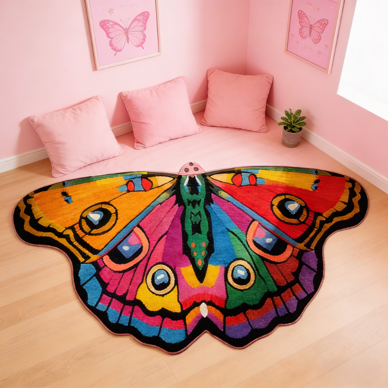 TEMU Like  1000 10mm Ins Sweet-cool Color-block Art Bedroom Decoration Rug, Irregular Living Room Plush Carpet, Soft And Comfortable Vanity Mat,