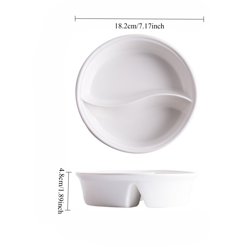 TEMU 7.1-inch Bowl Diameter Japanese-style Divided Bowl, Double-compartment Noodle Bowl, Anti-flavor Mixing Soup Bowl, Large-capacity Cereal Bowl,