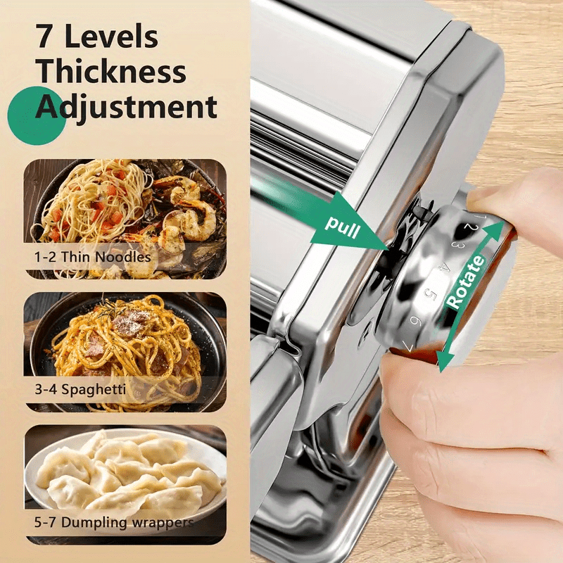 1pc stainless steel manual pasta roller multi functional compact ideal for home use suitable for noodles and dumplings no battery required   kitchen enthusiasts details 1