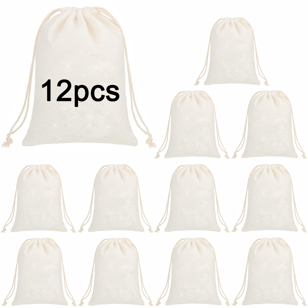 Image of 6/ 12/ 20pcs Sublimation Blank Drawstring Bags Reusable Muslin Sachet Backpacks Favors Heat Press Crafts For Wedding Birthday Party Storage Home Arts Supplies