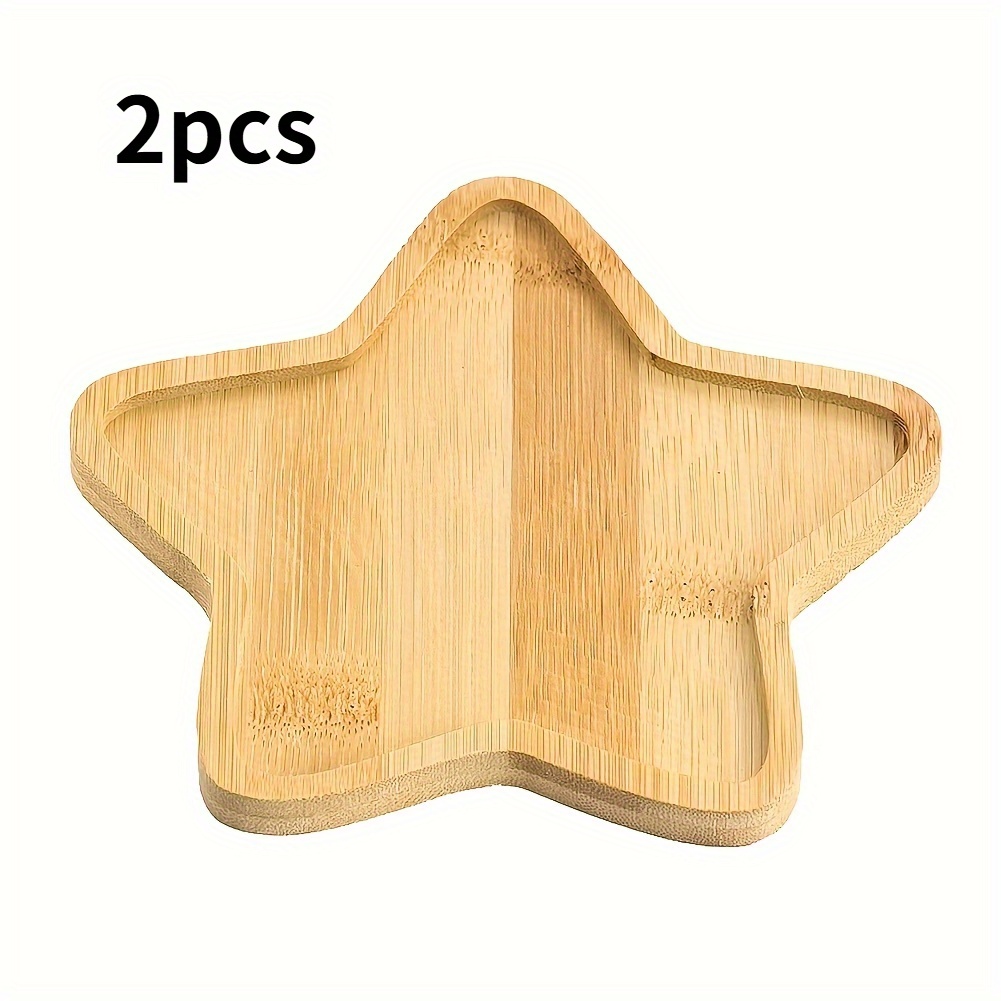 Image of -point Star-shaped Pentagram Tray Made Bamboo And Wood, Ideal For Displaying Jewelry , As Well As Serving As A Base For Cups And Succulent Pots. (non-food Contact)