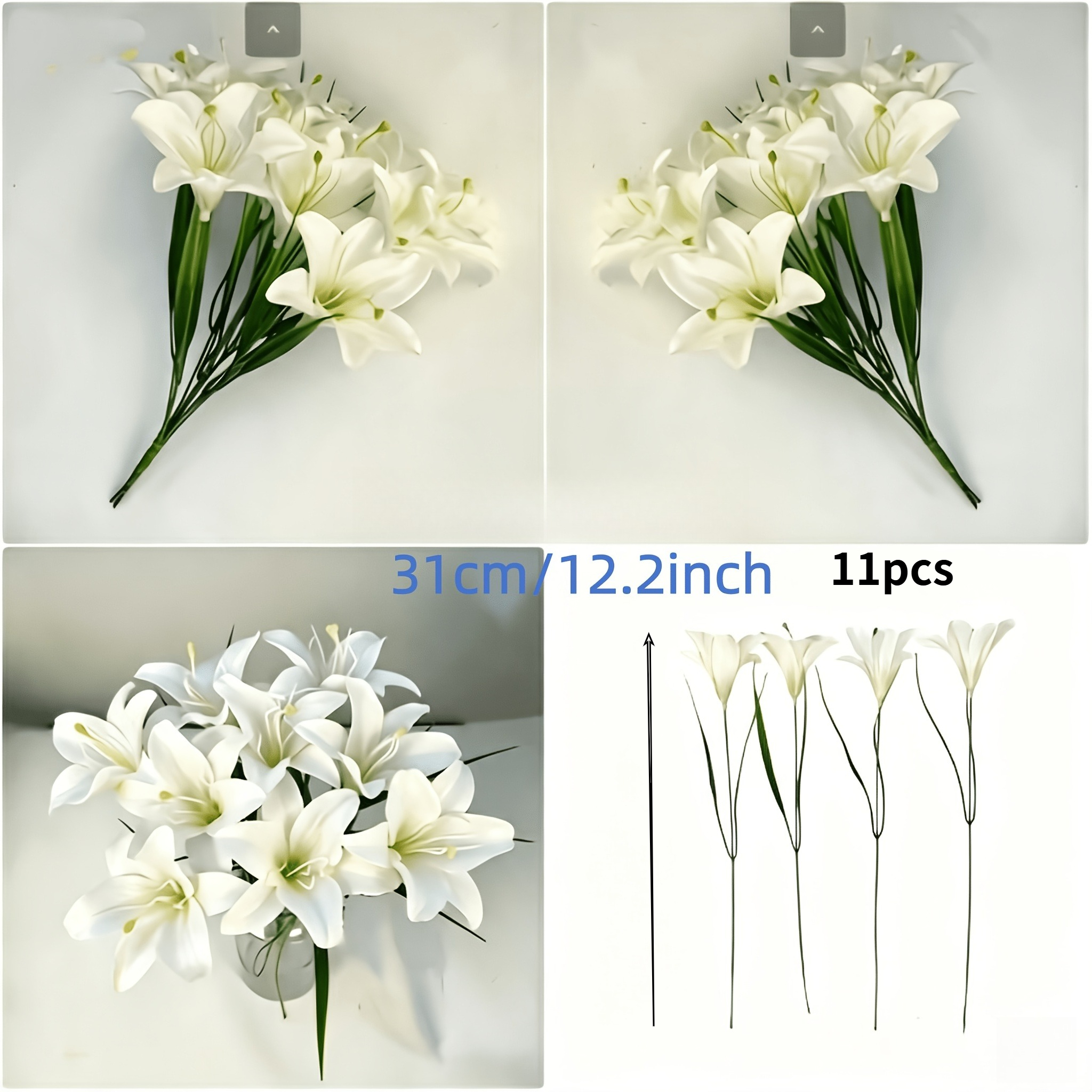 TEMU Bouquet de 11 tiges artificiels réalistes pour centres de table de mariage, décoration de maison et de bureau - Fausses fleurs entretien avec