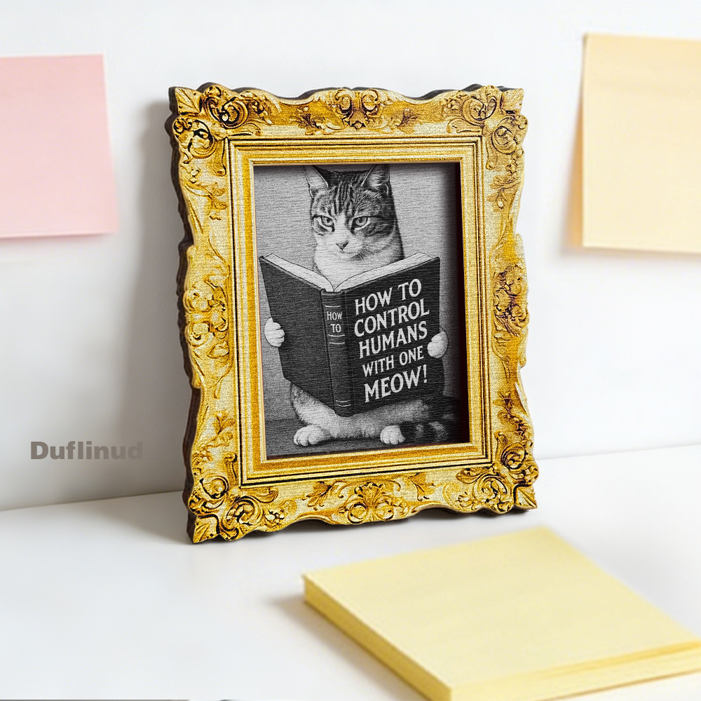 E-shop Ein niedlicher Katzen-Lesebuch-Kühlschrankmagnet aus Holz, im Mini-Dekor-Stil mit dem lustigen Design von 'Wie man Menschen mit einem