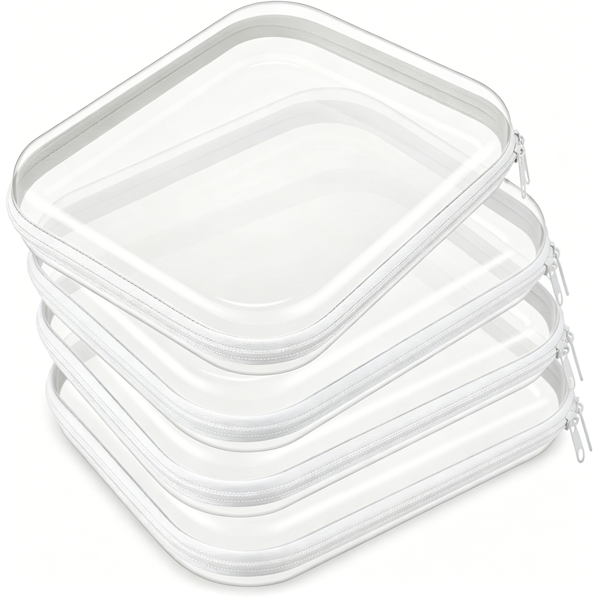 TEMU 4pcs Set Of Extra Large Transparent Hard Case Storage Boxes With Zipper Closure - Durable Plastic Board Organizer For Newspapers, Magazines, A4