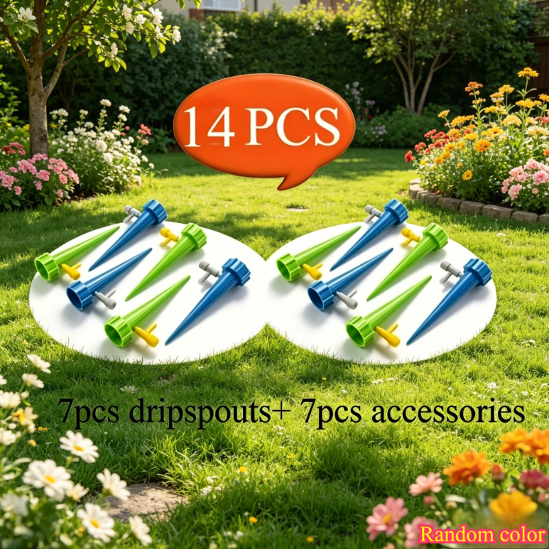 TEMU 14pcs Premium Self-watering System, Indoor And Outdoor Plant Automatic Drip Irrigation Set With Adjustable Control Valve, (7pcs Drip Nozzles And