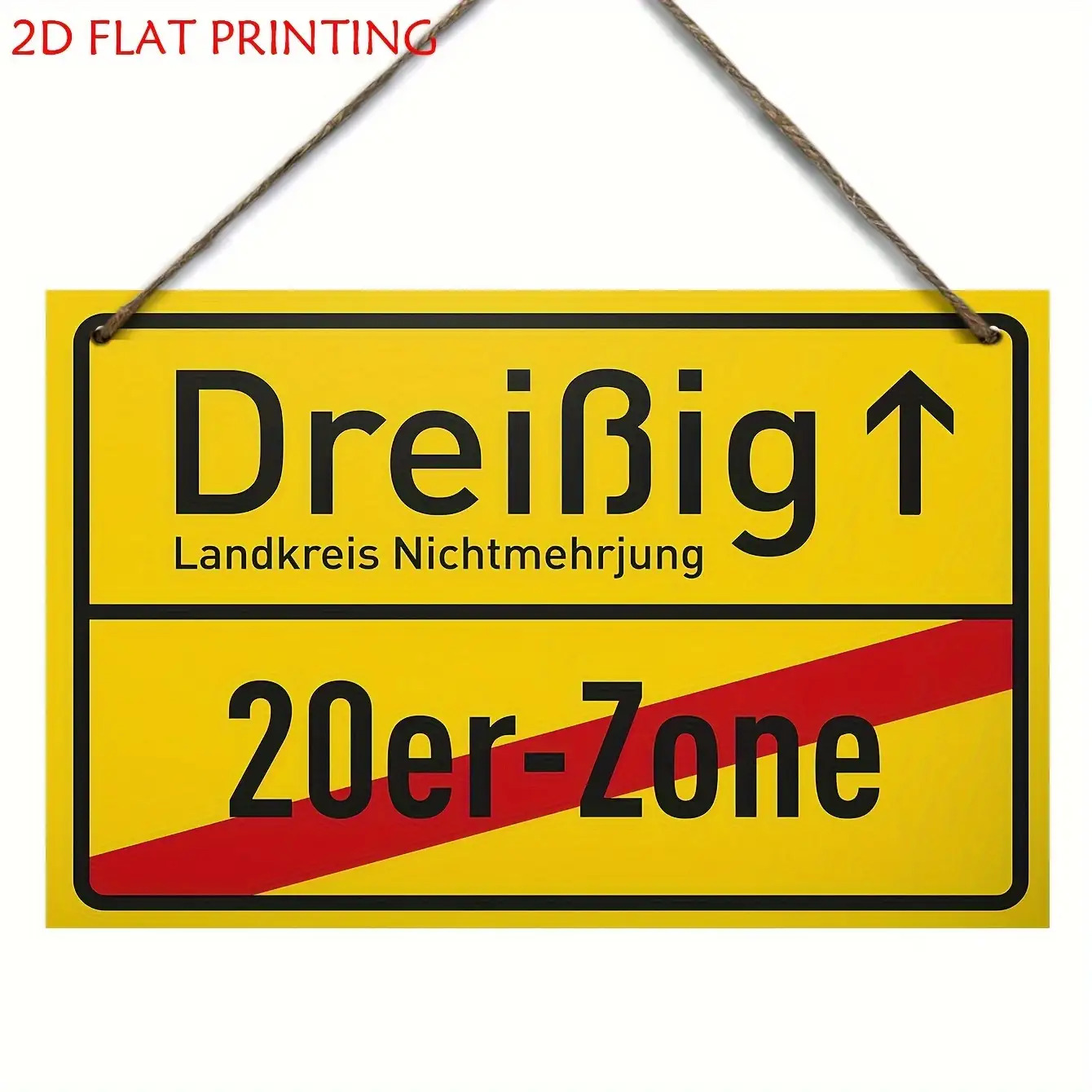 TEMU 2d Flat, Vintage Wooden Wall Decor 3d Retro Plaque With Hanging Rope German Style 1pc For 30th Birthday Party Decoration Durable Mdf Plaque With