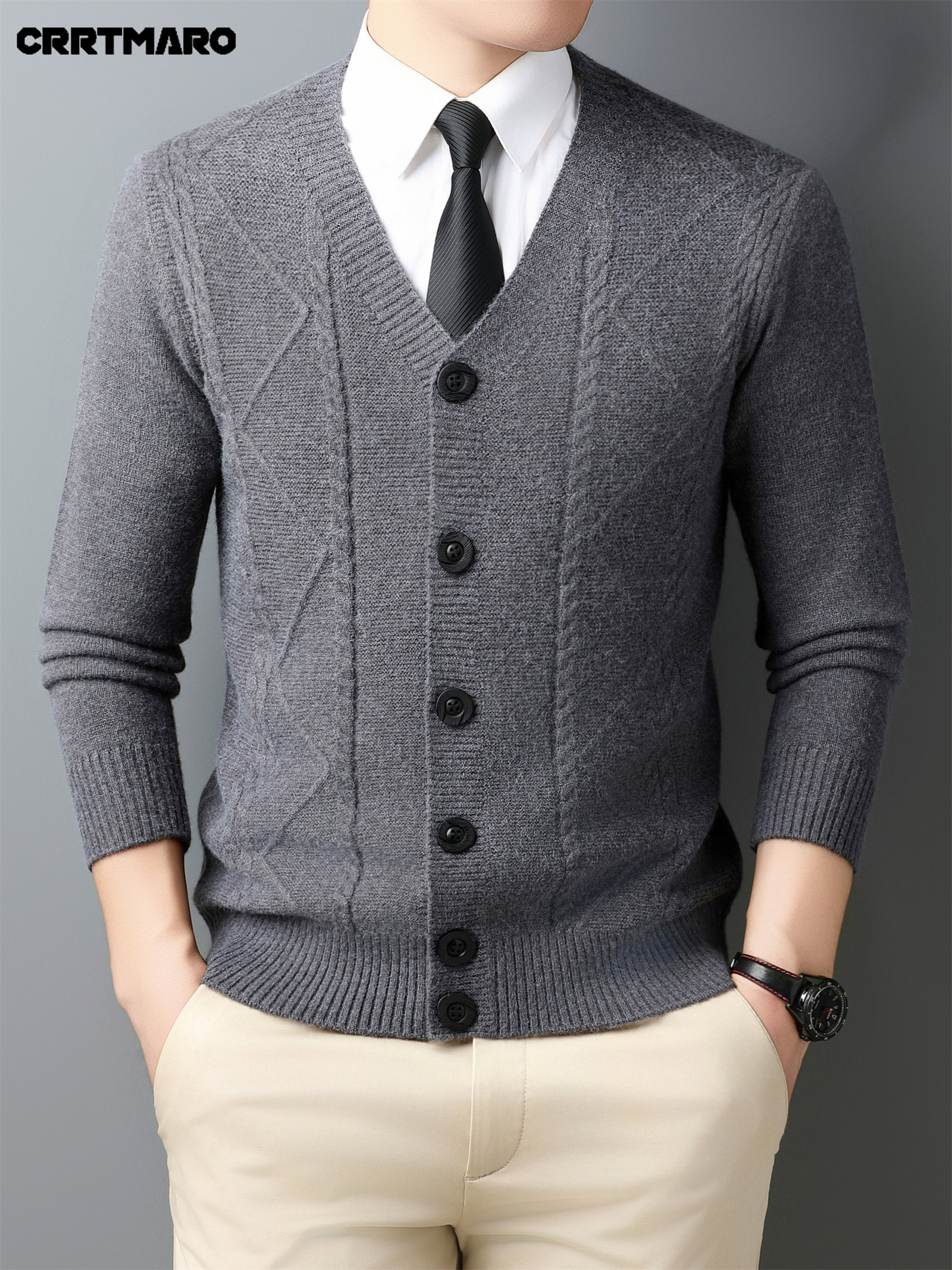 Men'S Wool Blend, Thick Knit Cardigan, Warm Casual Layering Top for Fall And Winter