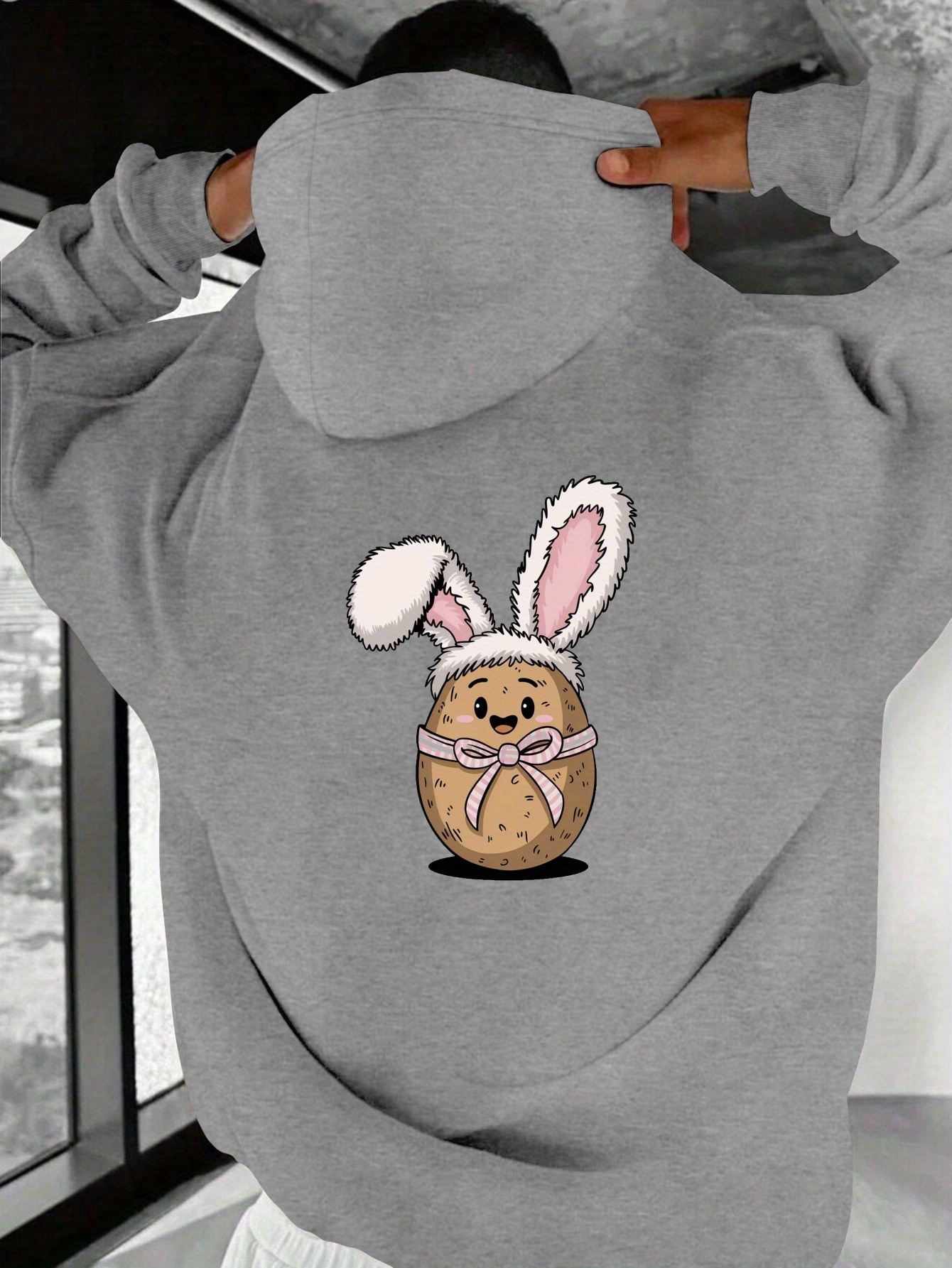 playboy x missguided grey oversized bunny print hoodie dress potato dressed easter mens casual hoodies Stretch All Women Clothing