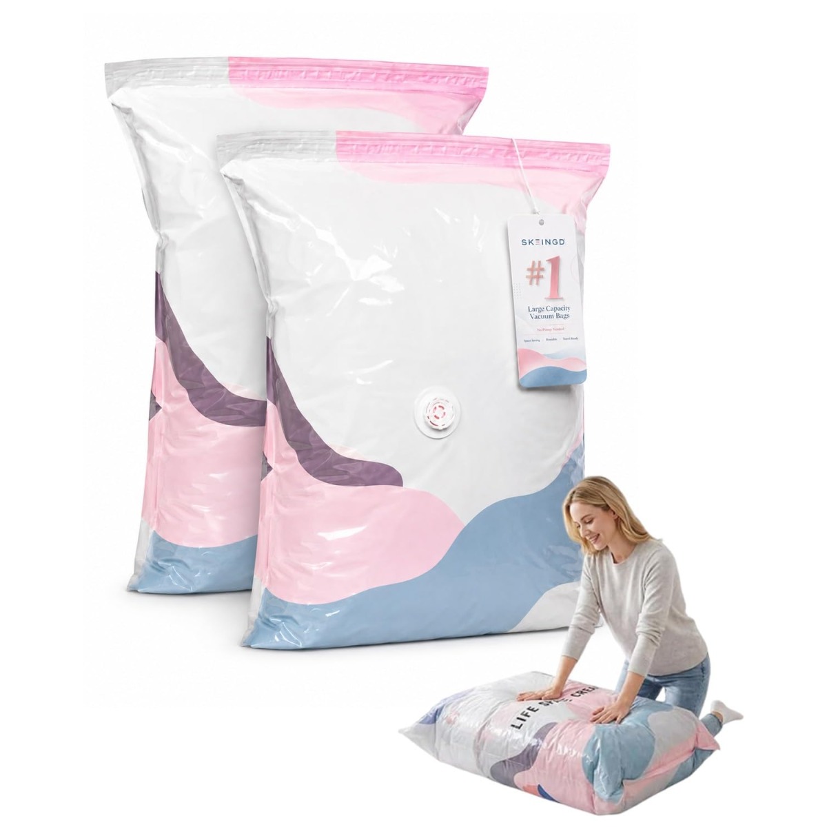 5-pack Large, Heavy-duty Vacuum Storage Bags For Bedding, Seasonal Clothing, And Furniture - Zip-sealed Instant Compression Design, No Inflation, Space- Plastic Bags For Moving, Attic, And Bedding