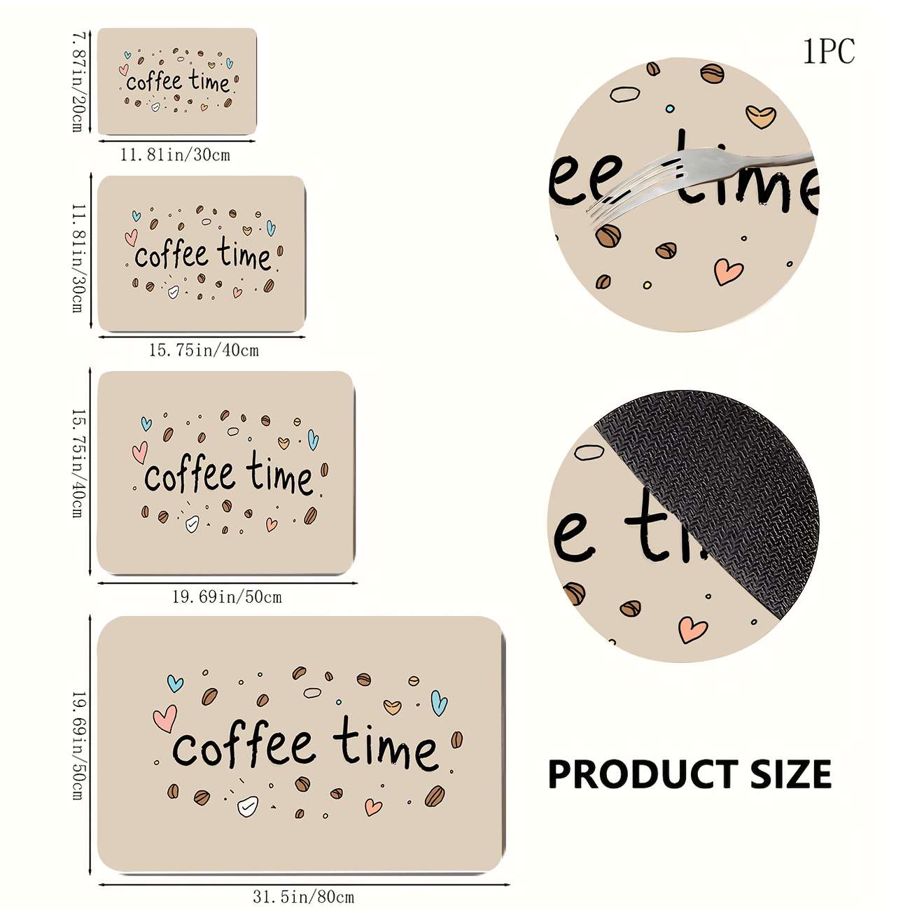 TEMU 1pc Super Absorbent Quick-dry Non-slip Kitchen Mat - Coffee Coaster For Countertop And Dishes, Dark With Retro Illustration, Non-slip Base,