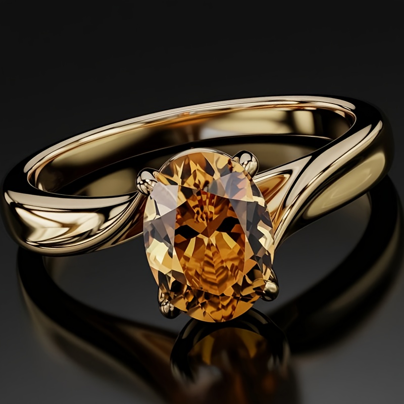 TEMU Regalo de joyería hipoalergénico para mujer: Anillo de con corte ovalado