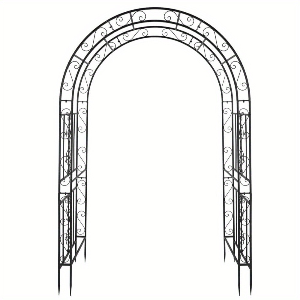 Image of 7ft Garden Arch Trellis, Double Layer Metal Archway , Stable Outdoor Garden Trellis, For Climbing Plants, Party, Wedding Decoration, Black