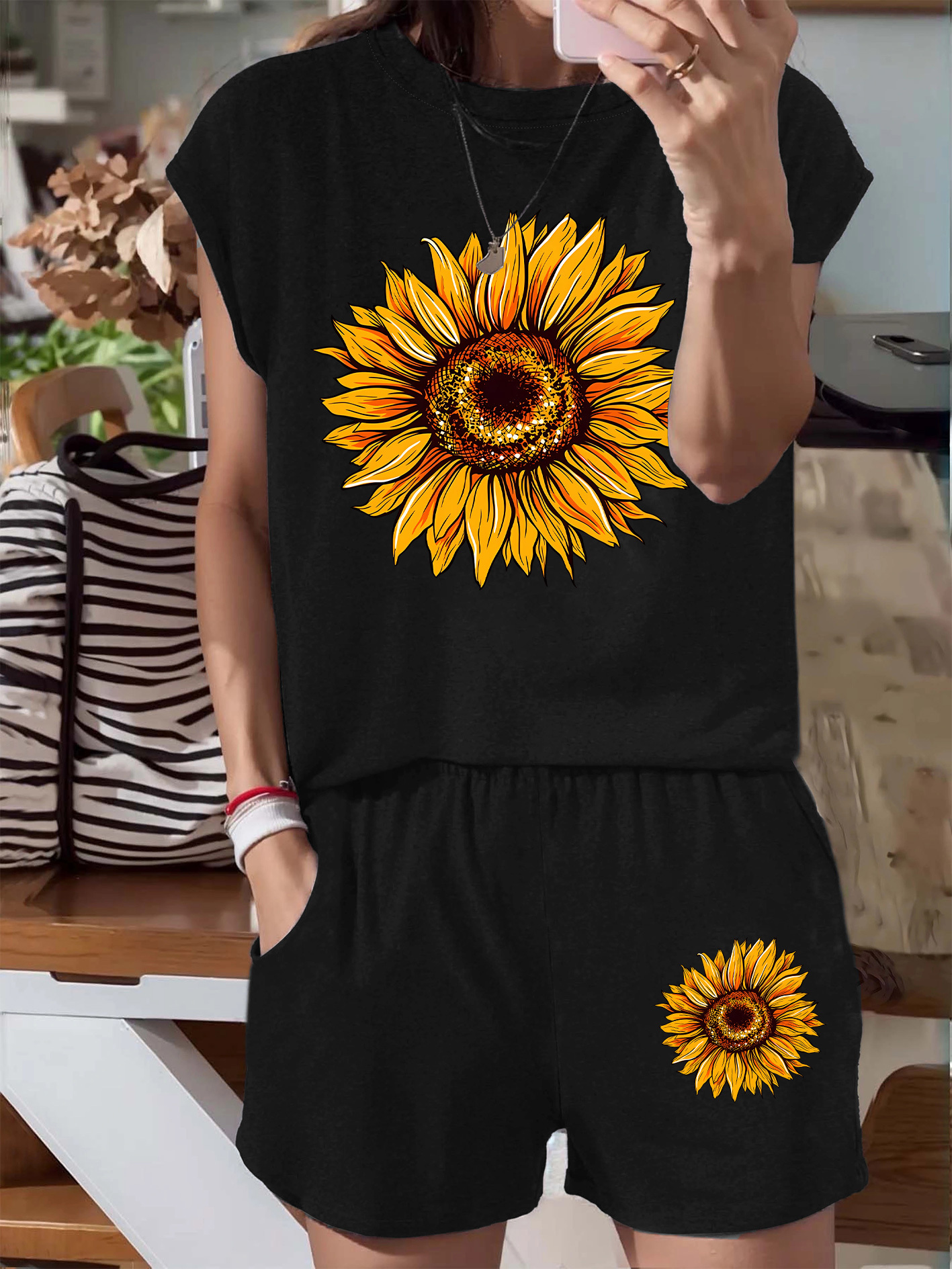 conjunto camiseta pantalones cortos estampado Temu Dominican