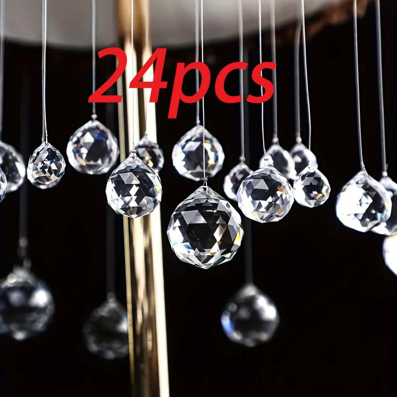 24pcs 30mm Hanging Ornaments - Ideal For Weddings, Engagements, Birthdays, Valentine's Day, Elegant Chandelier Drops For Wedding Decor, Sun Catchers For Balcony, Garden, Home Decoration