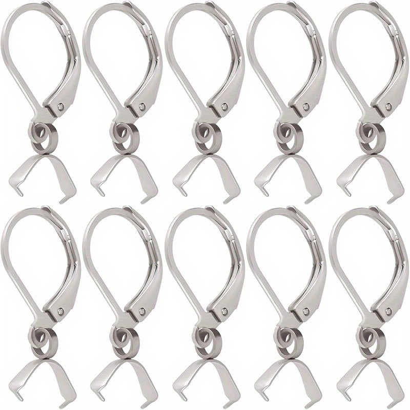 10pcs Stainless Steel Ear Hooks With Lobster Clasps, Diy Handmade Earring Making Accessories