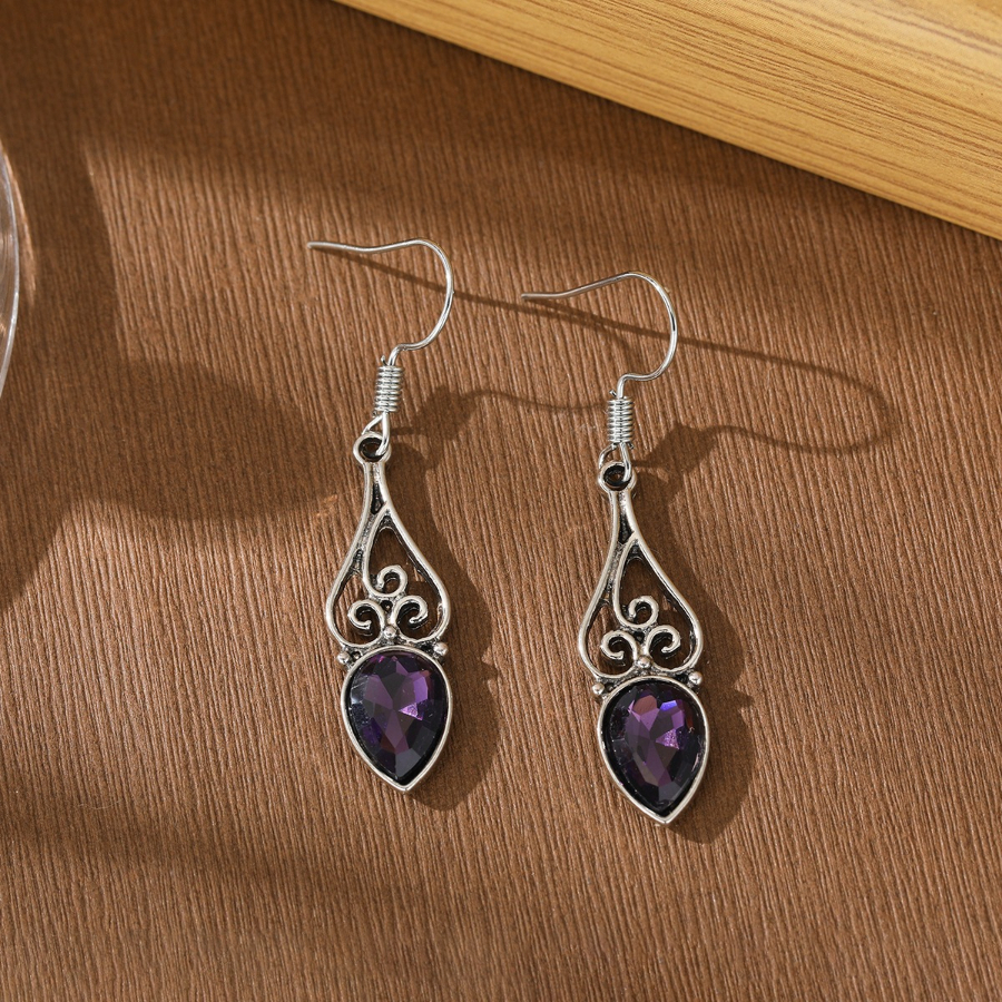 TEMU Orecchini Pendenti Stile Boh矇mien Motivo Traforato per Donne, con Zirconia Viola, Ideali per Look Casual e Feste