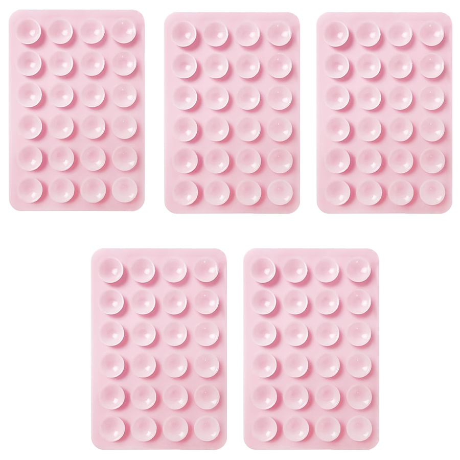TEMU 5pcs Light Pink Silicone Suction Cups, Square Single-sided 24pcs Phone Silicone Suction Cups, 24pcs Universal Phone Mount Stickers - Adhesive