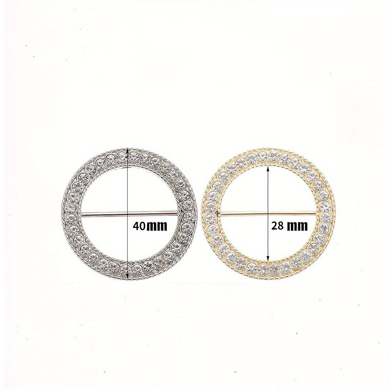 Image of 2pcs Round Rhinestone Scarf Multifunctional Shawl Bandana Clip Shirt T Shirt Hem Knot Button Clothing Additions