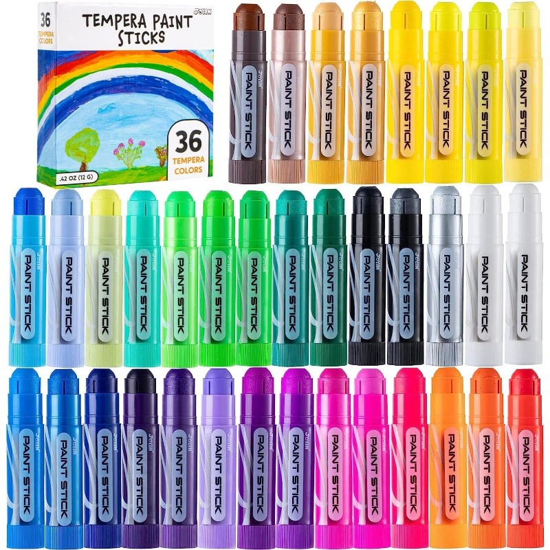 TEMU 36 Colors Washable Tempera Paint Sticks Suitable For Artists, Quick-drying Low-temp Tubes, No-mess Washable Art Supplies For &, For, Birthday,