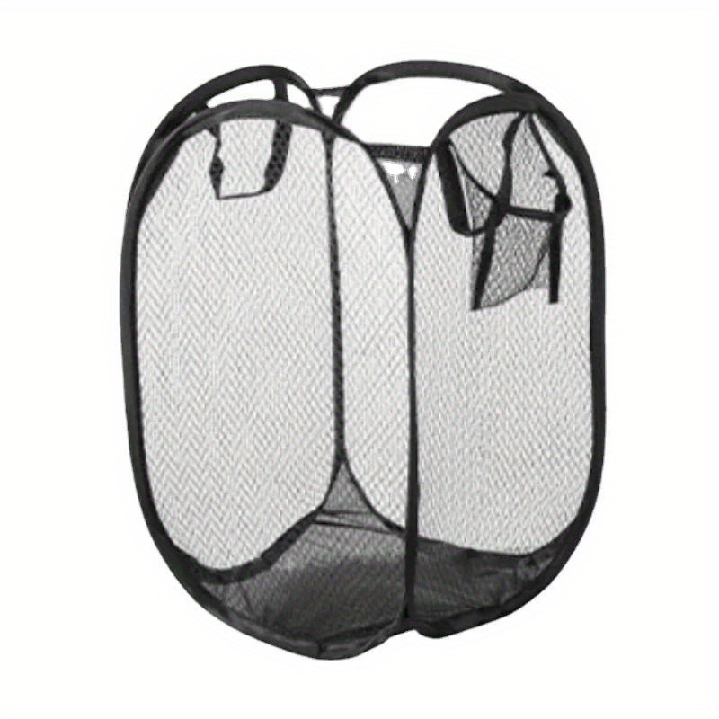 TEMU Grid Foldable Laundry Basket Storage Basket, Easy Breathable Storage Basket, Home Bathroom Laundry Basket And Storage Crate, Hollow Mesh