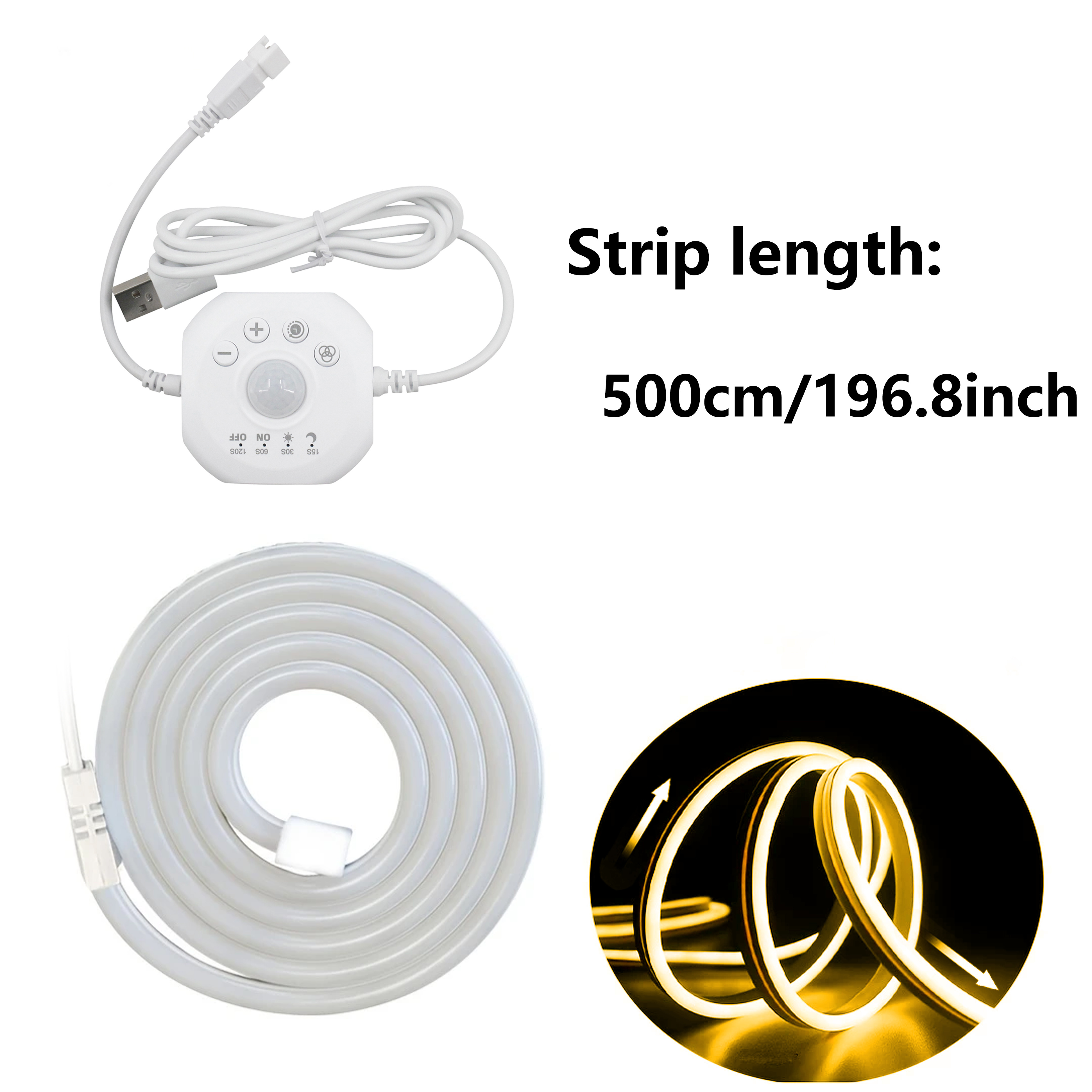Image of Motion Activated Led Light Strip For Bedroom Usb Motion Sensor Stair Lights With Effect Under Bed Lights Under Cabinet Lights, Warm White Led Closet Light Motion Sensored Under Cabinet Lighting