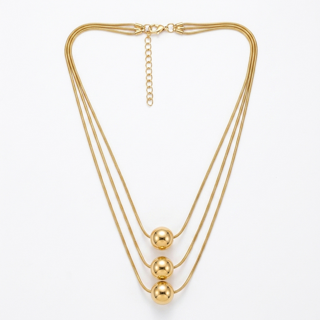 TEMU LXALRY, 1pc Collier Pendentif Femme, Style Rétro Automne Hiver, Perle Ronde Géométrique avec Chaîne Ronde Multi-Couches, Convient pour le Port ,