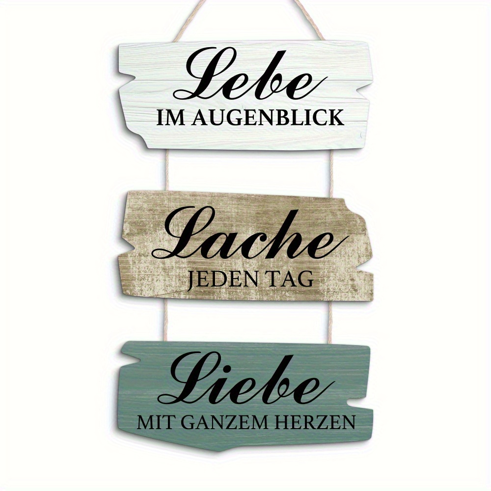 E-shop 2D Flach, 2D Flach - 1 Stück Deutsches Holz-Hängeschild "Lebe im Augenblick" - Rustikale Wanddekoration, Ideal für Zuhause,