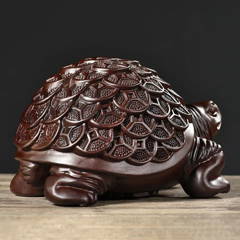 

1pc Hand- Money Turtle , Wooden Figurine, Decorative Feng Shui Ornament, No Electricity Required