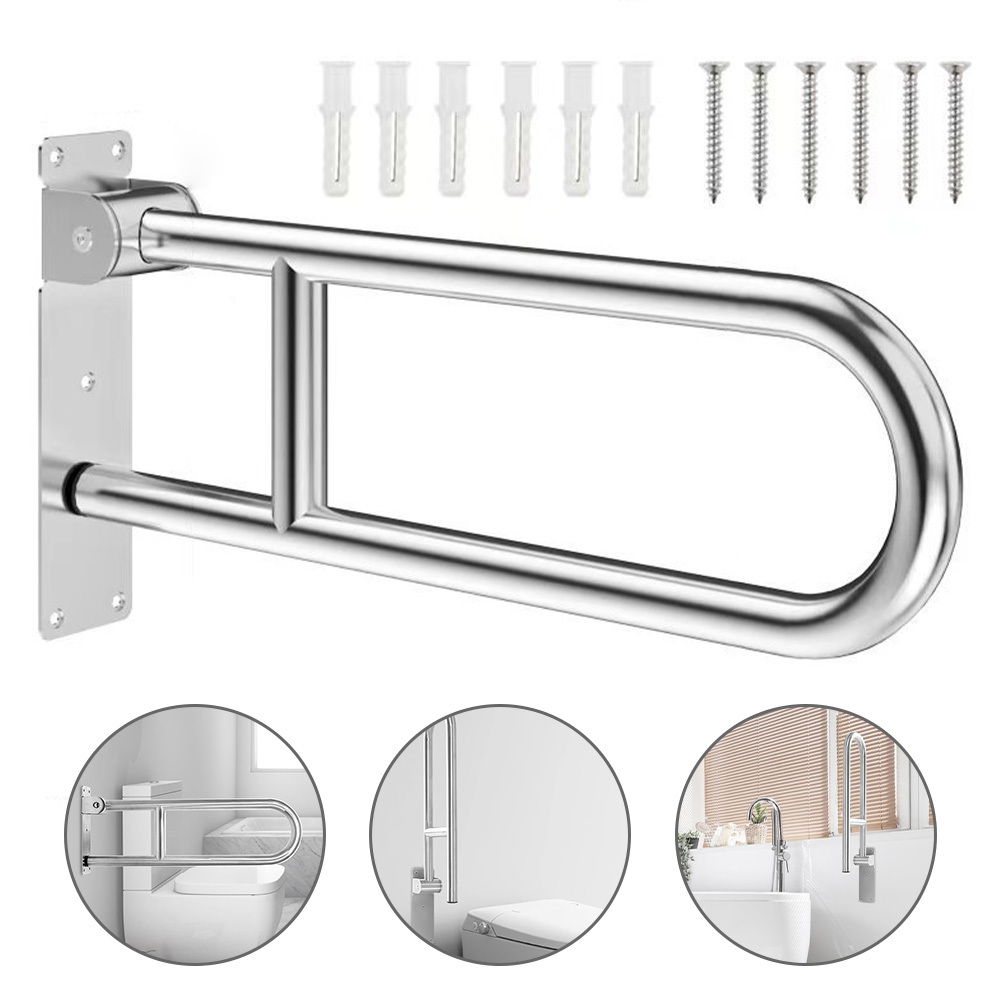 Folding Stainless Steel Toilet Bathroom Handrail 60*20cm Bathroom Handle