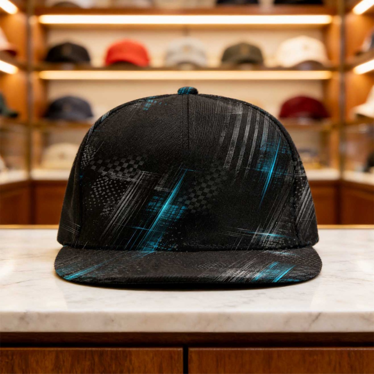 TEMU 1 stuks Abstracte Design Verstelbare Snapback Pet met een Platte Rand, Perfect voor Sportieve Stijlen en Buitenactiviteiten. Het Biedt een Goede
