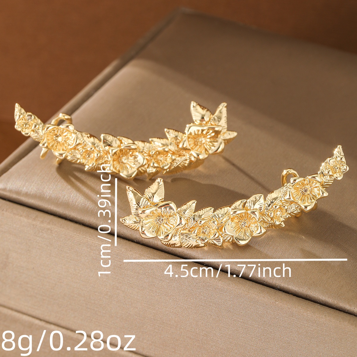 Women's French-Style Palace-Inspired Flower and Leaf Earrings