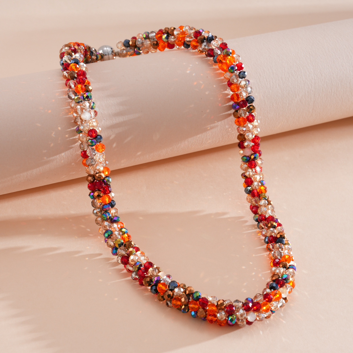 TEMU 1 Collar de Cuentas de Vidrio de Color Estilo Étnico Retro, Cadena de Clavícula Individual , Joyería Fácil, Accesorio de Mujer